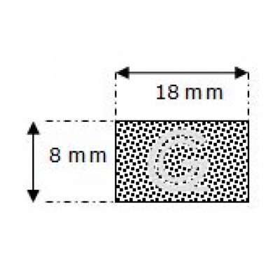 Rechthoekig mosrubber snoer | 8 x 18 mm | per meter